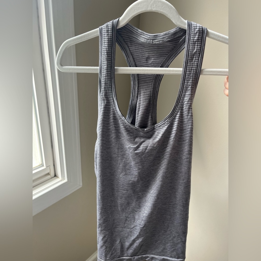 Lululemon gray and black striped size 4 tank
